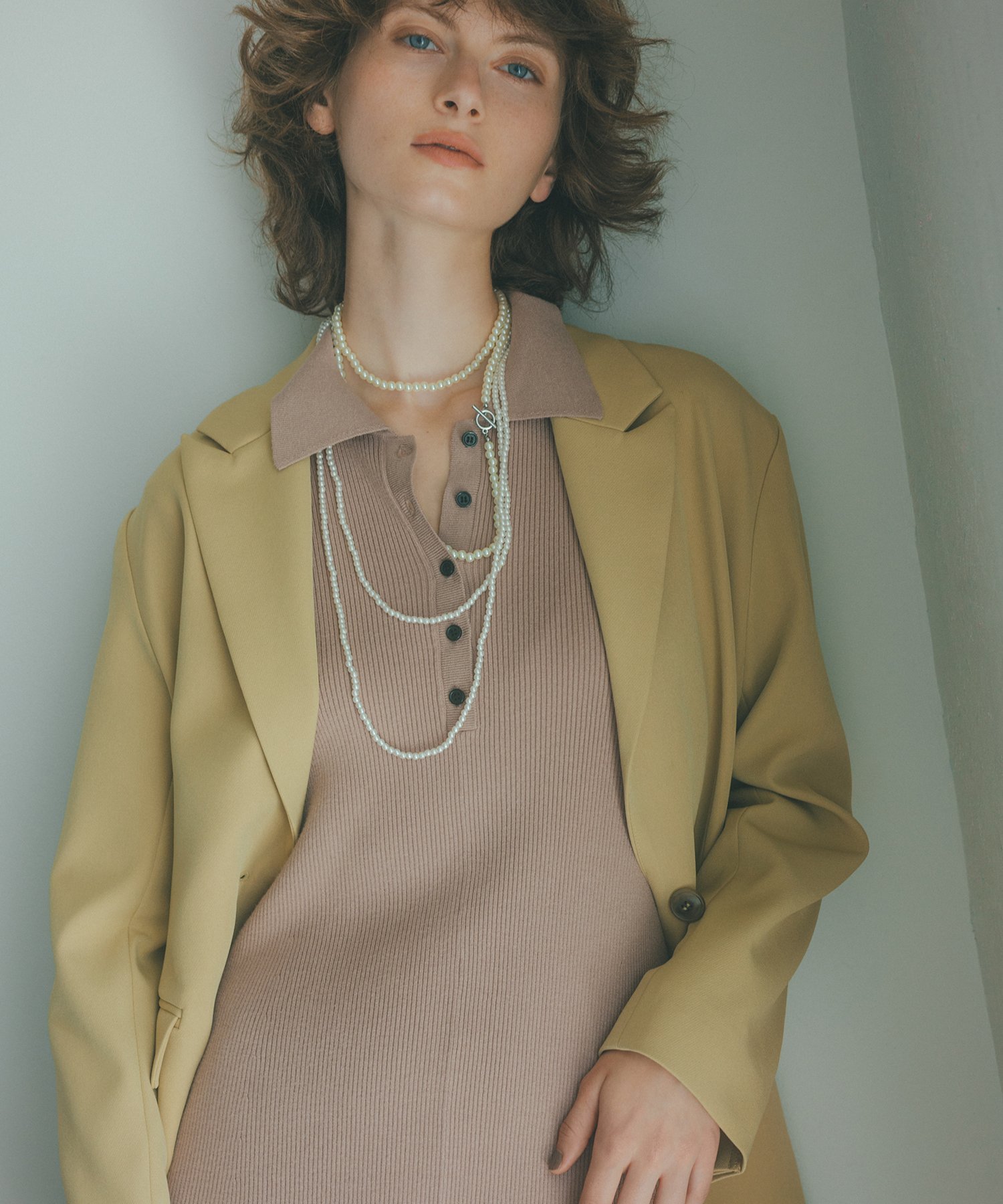 N. Natural Beauty Basic シングルブレストオーバージャケット エヌ ナチュラルビューティーベーシック* ジャケット・アウター テーラードジャケット・ブレザー グレー イエロー