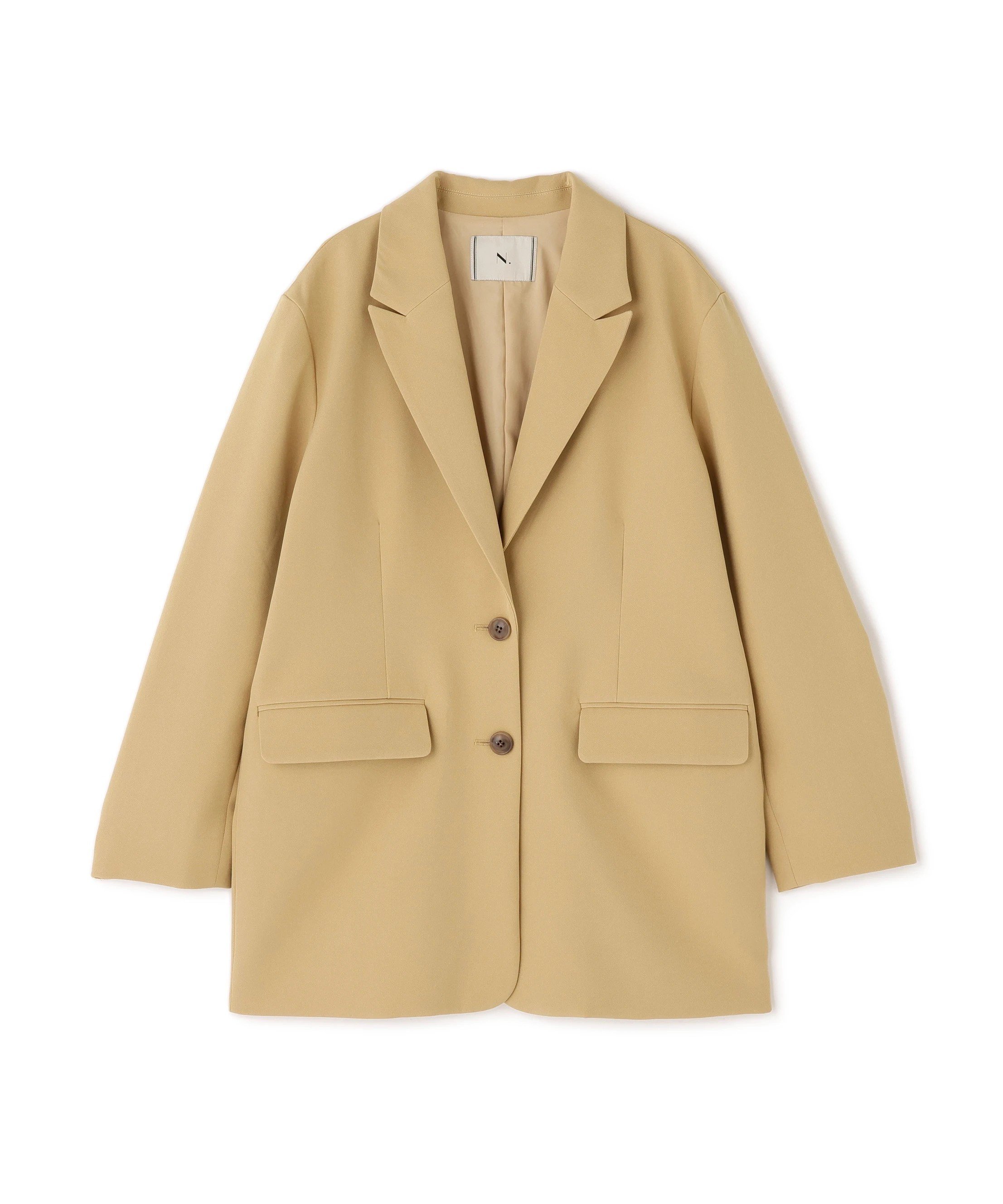 N. Natural Beauty Basic シングルブレストオーバージャケット エヌ ナチュラルビューティーベーシック* ジャケット・アウター テーラードジャケット・ブレザー グレー イエロー