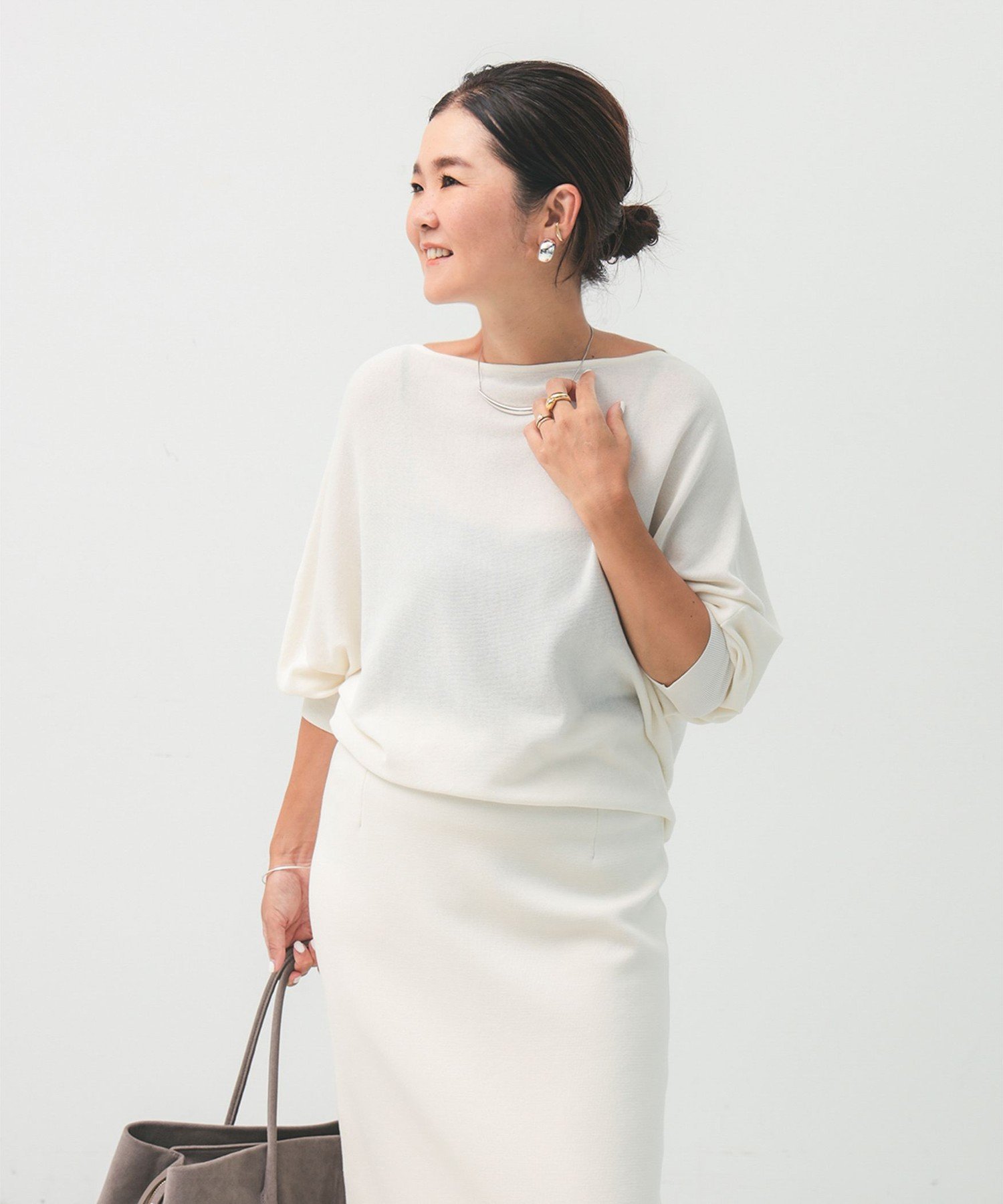 Demi-Luxe BEAMS 【ロングセラー】ボートネック レディ ニット .M ドットエム 上品ニット デミルクス ビームス トップス ニット ホワイト ネイビー ブラック カーキグリーン【送料無料】