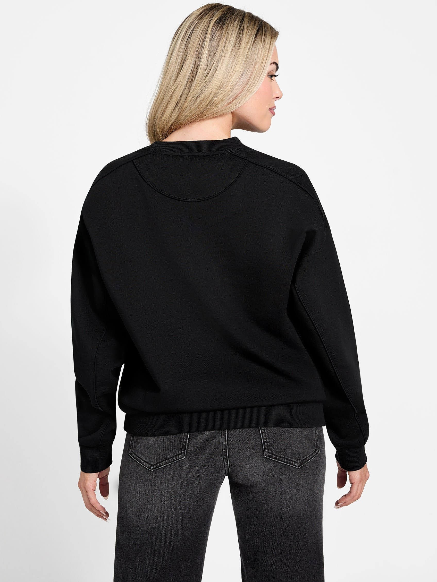 GUESS スウェット (W)Triangle Glitter Sweatshirt ゲス トップス スウェット・トレーナー グレー ブラック