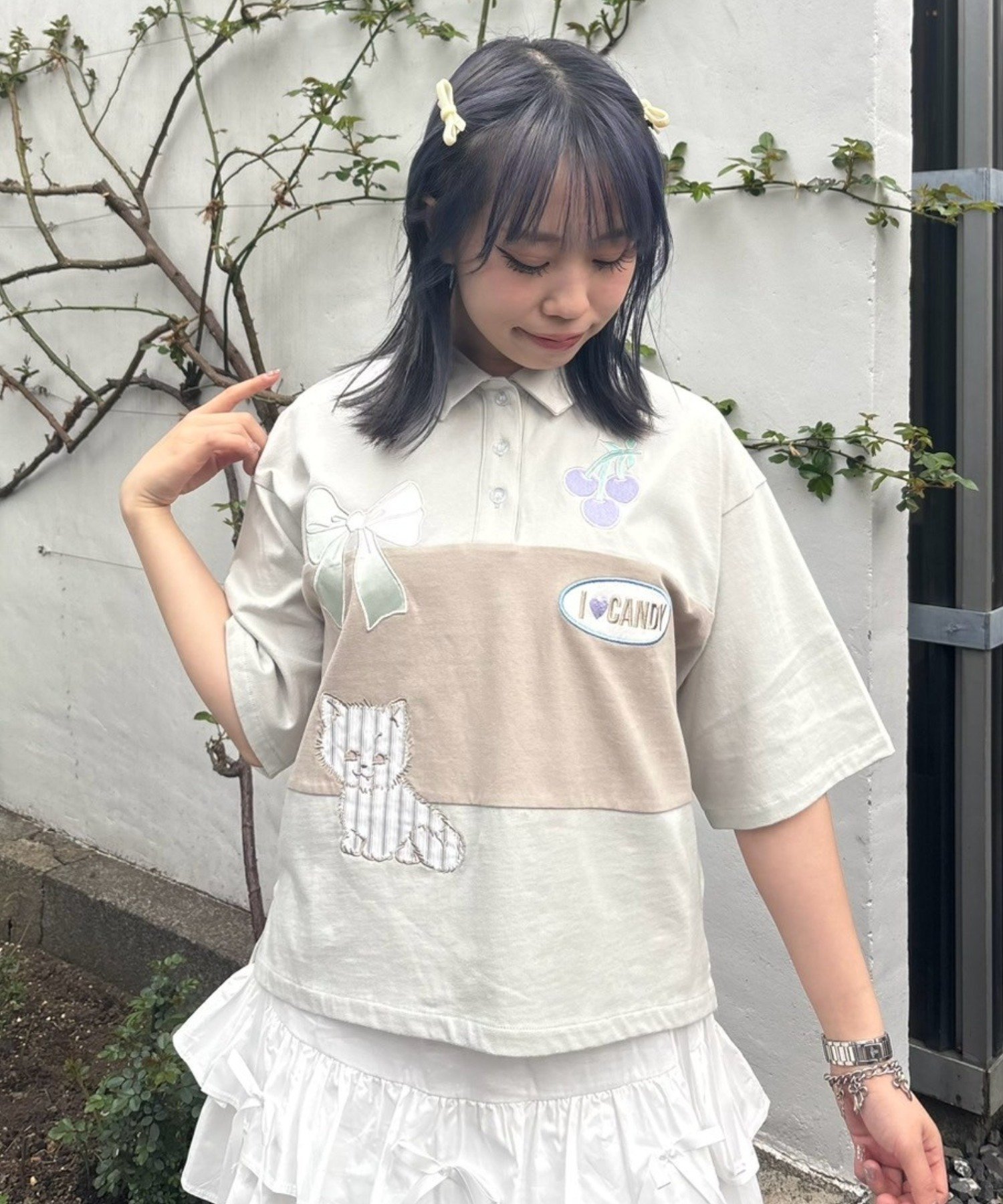 【SALE／50%OFF】Candy Stripper SWEET THINGS POLO TOPS キャンディストリッパー トップス ポロシャツ グリーン【送料無料】