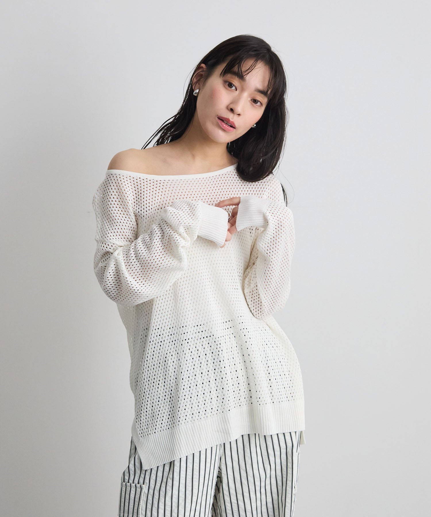 Futier Land メッシュニット フューティアランド トップス カットソー・Tシャツ ブラック グリーン ホワイト【送料無料】