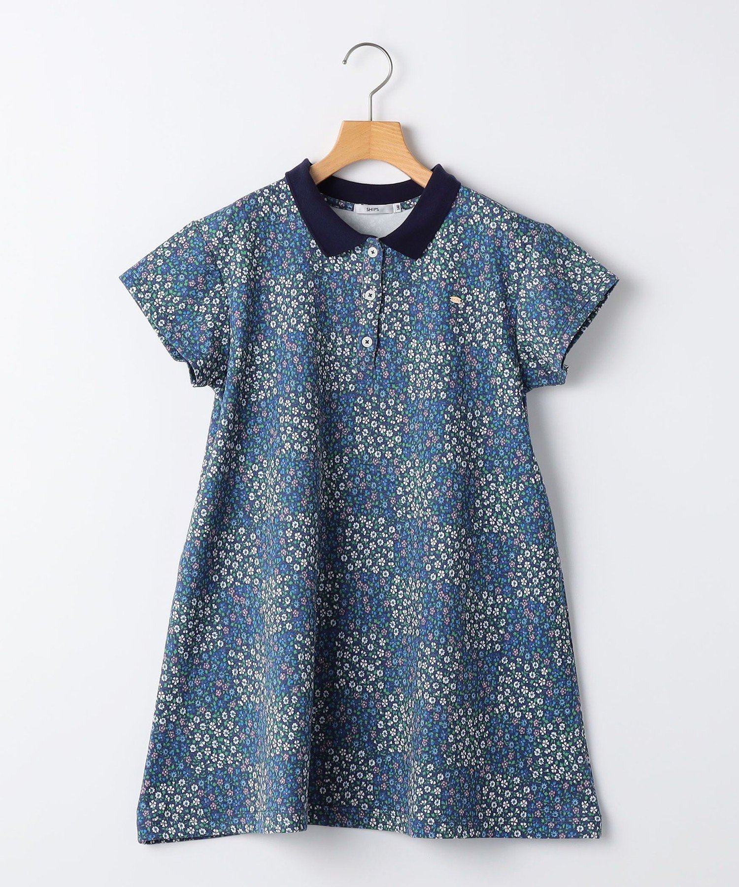 SHIPS KIDS SHIPS KIDS:140~150cm / フラワー ポロシャツ ワンピース シップス ワンピース・ドレス ワンピース ネイビー ホワイト【送料無料】