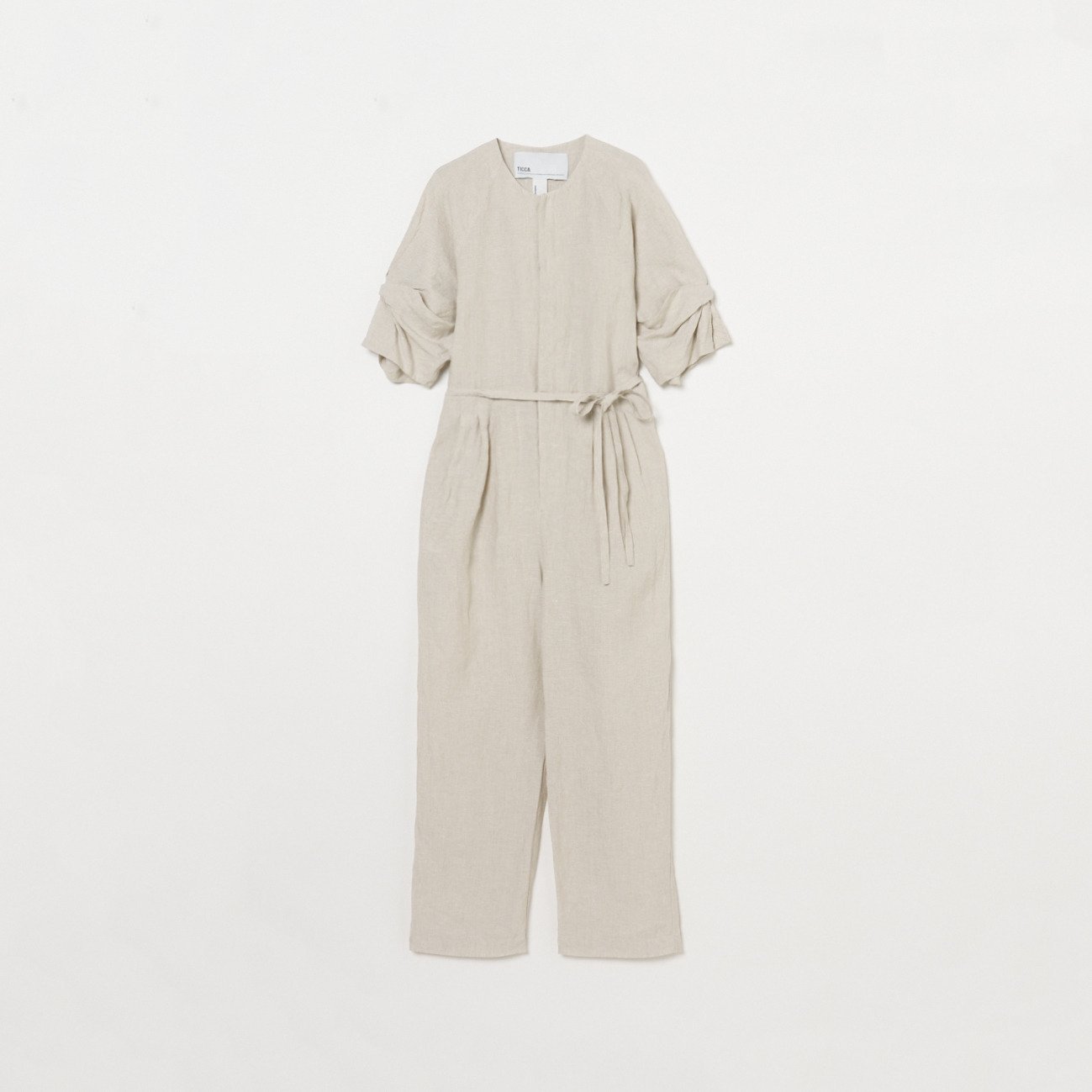 TICCA LINEN TWIST SLV COMBINAISON エリオポール オールインワン・オーバーオール オーバーオール・サロペット カーキグリーン ベージュ