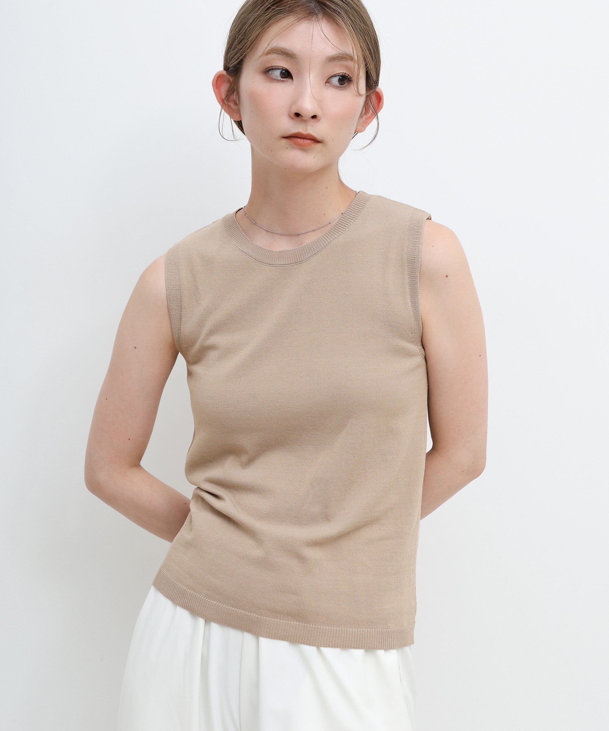 SELECT MOCA シンプルノースリーブサマーニット セレクトモカ トップス ニット