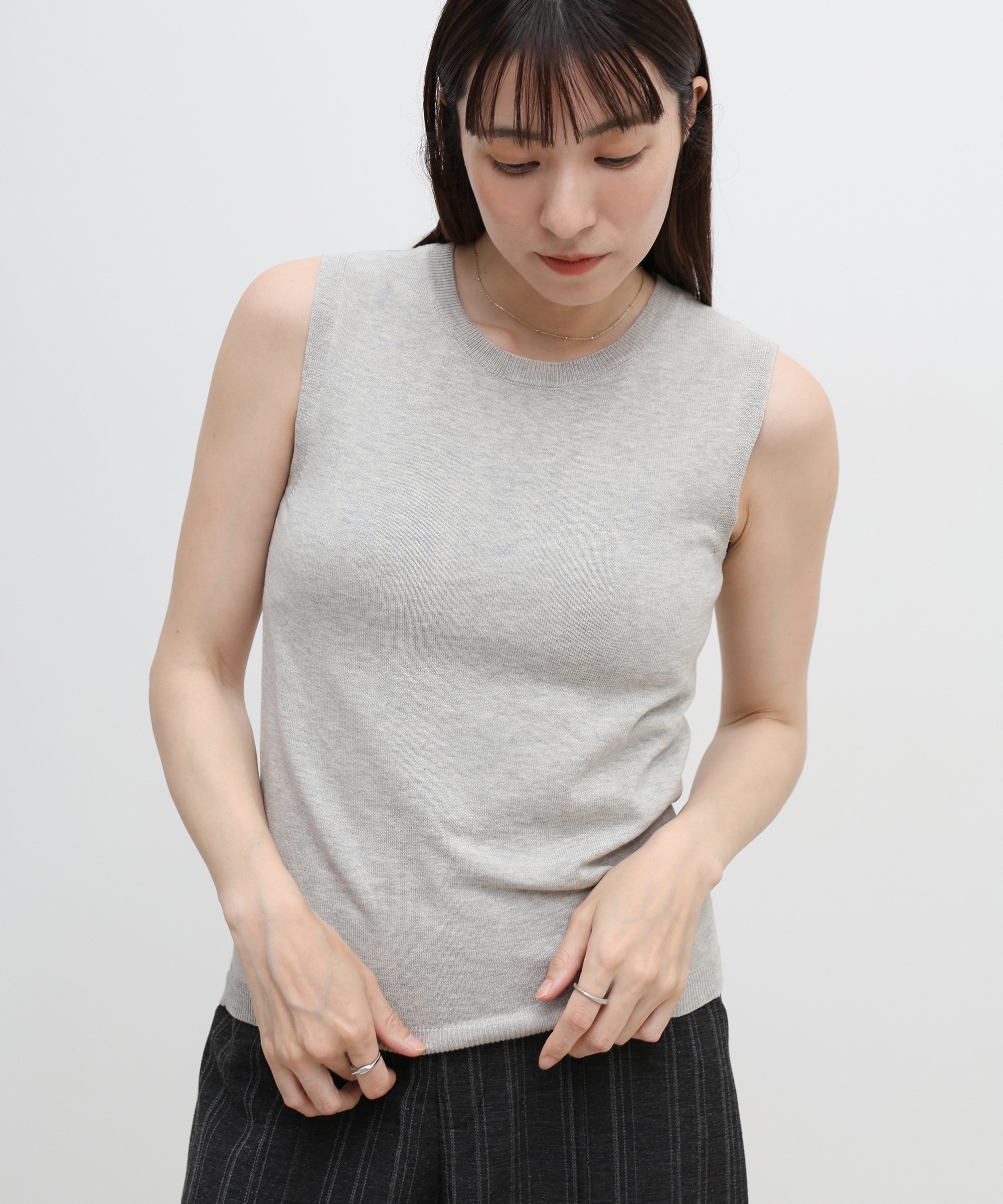 SELECT MOCA シンプルノースリーブサマーニット セレクトモカ トップス ニット