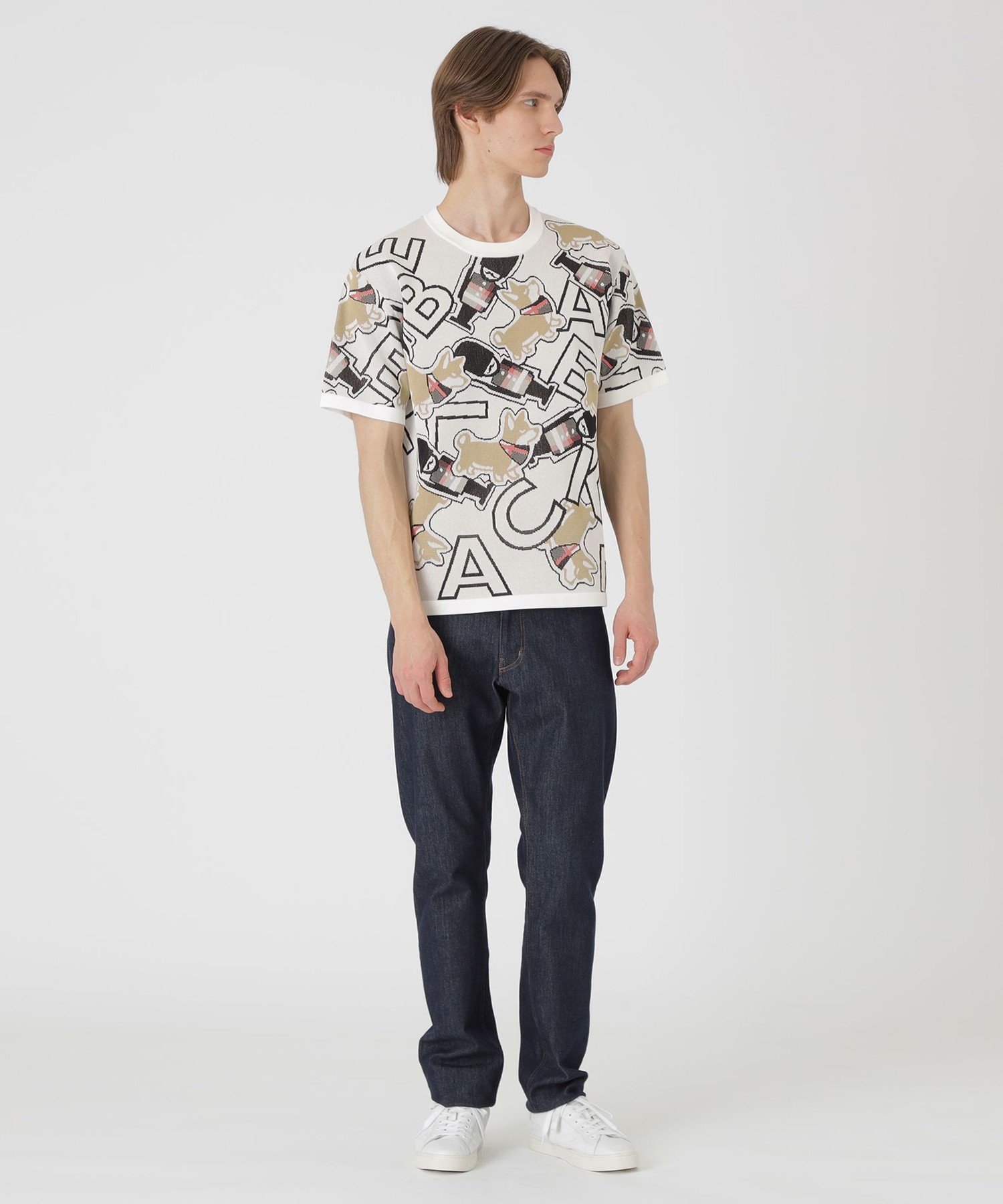 BLACK LABEL CRESTBRIDGE ガーズマン&コーギーニットTシャツ ブルーレーベル / ブラックレーベル・クレストブリッジ トップス ニット ブラック ホワイト【送料無料】