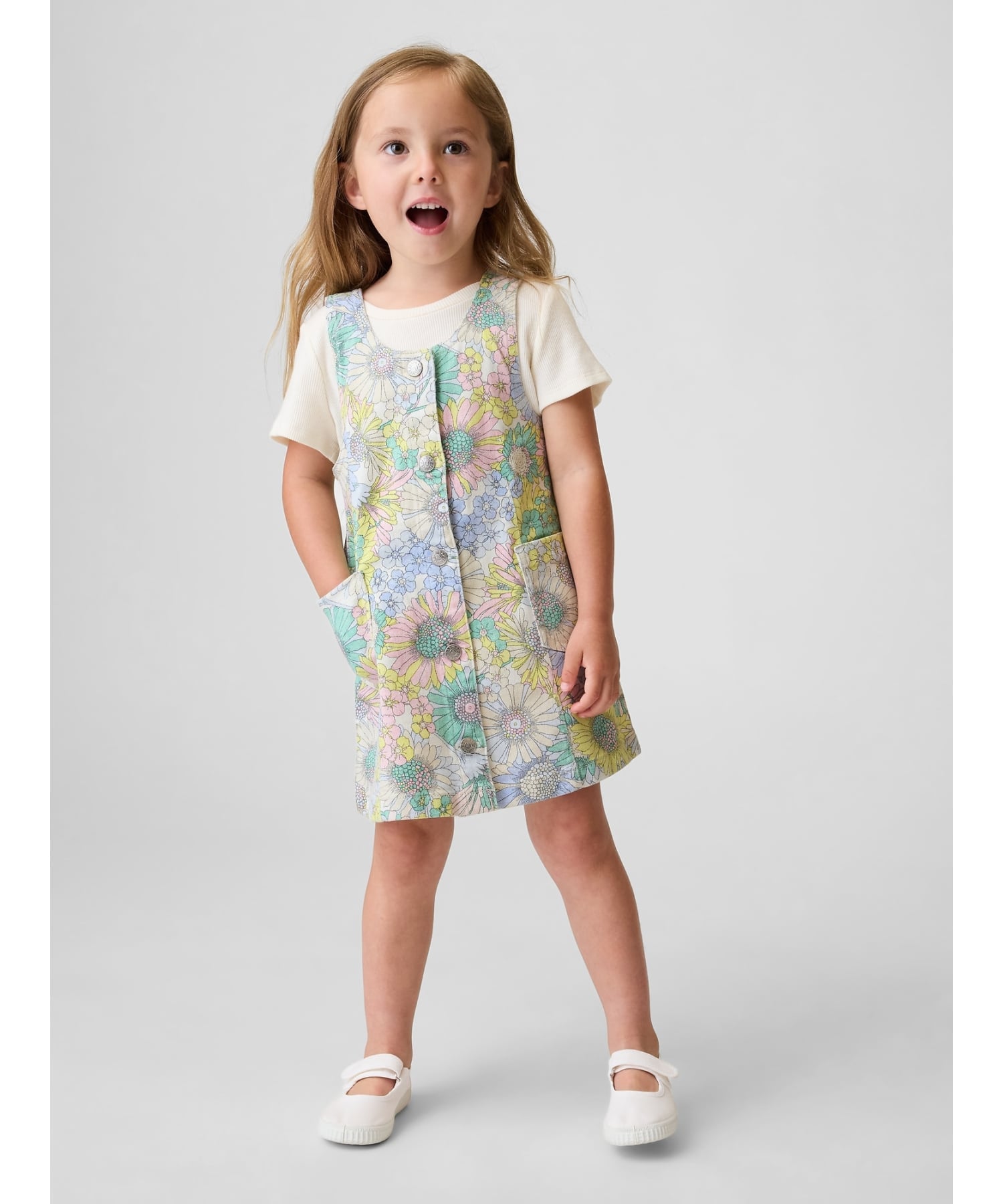 【SALE／71 OFF】GAP (K)フローラル デニム ジャンパースカート (幼児 ベビー) ギャップ ワンピース ドレス ワンピース