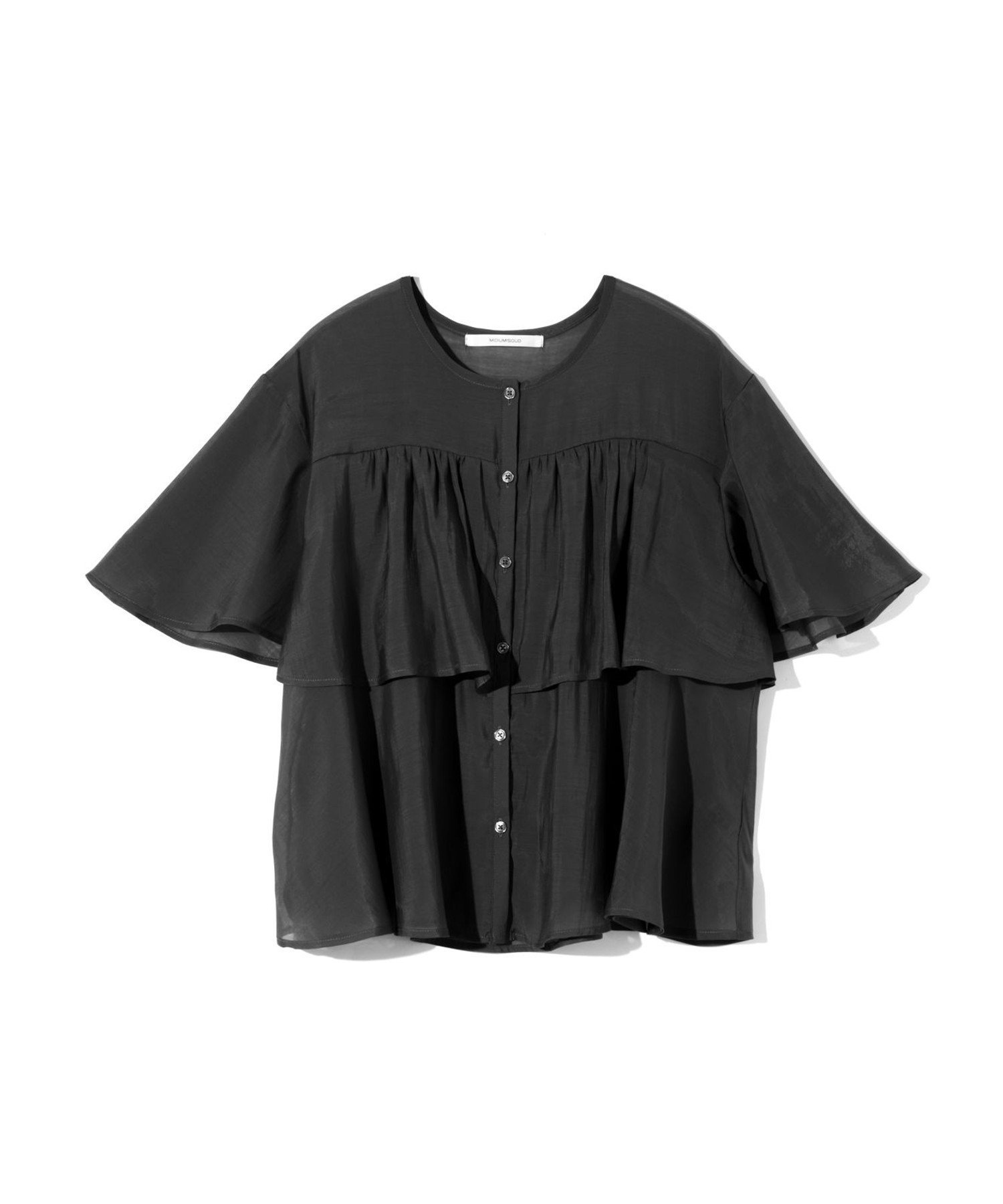 MIDIUMISOLID MIDIUMISOLID for Ladies シアーティアードブラウス マーコート トップス シャツ・ブラウス ブラウン ホワイト ブラック