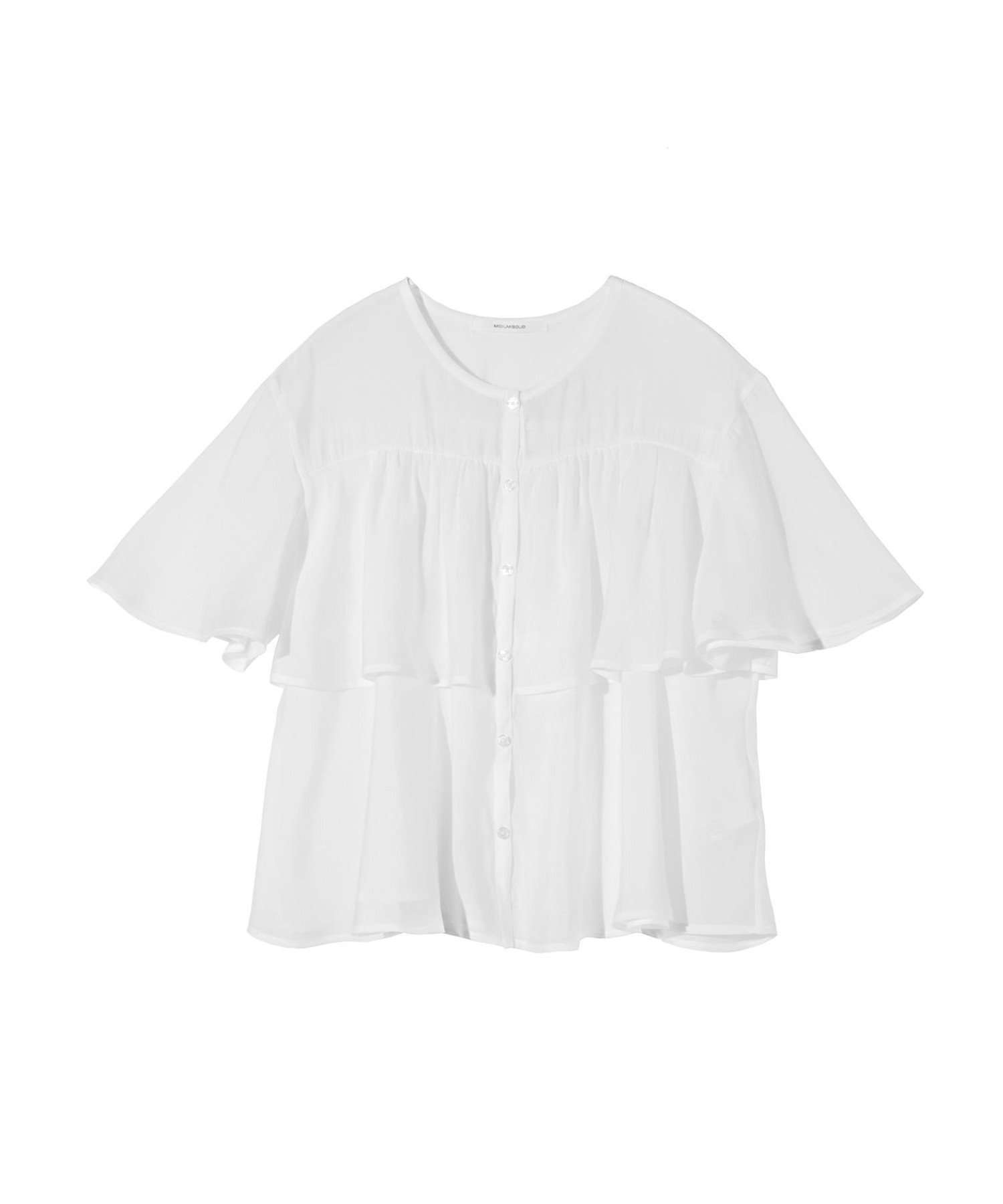 MIDIUMISOLID MIDIUMISOLID for Ladies シアーティアードブラウス マーコート トップス シャツ・ブラウス ブラウン ホワイト ブラック
