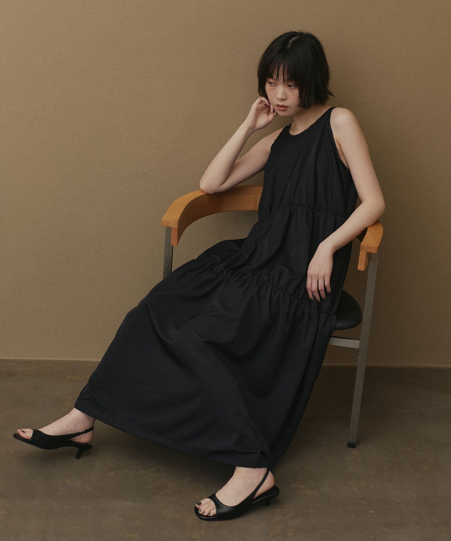 【SALE／20%OFF】hellam ティアードバルーンワンピース へラム ワンピース・ドレス ワンピース ベージュ ホワイト ブラウン ブラック【送料無料】