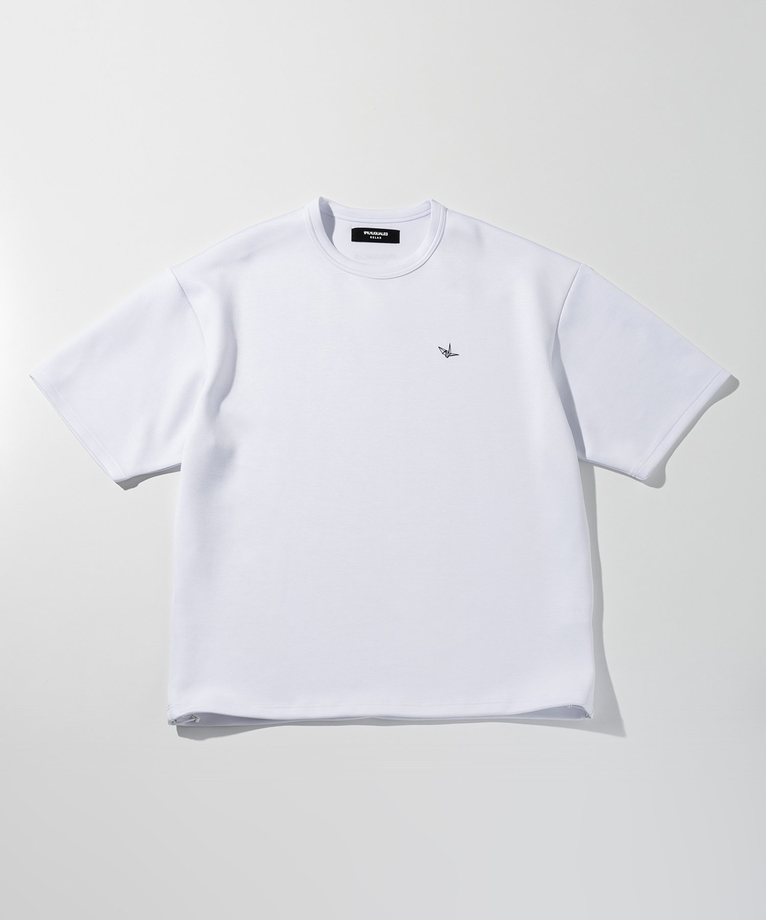 1PIU1UGUALE3 RELAX 1PIU1UGUALE3 RELAX レーヨンブレンドドローコード半袖Tシャツ シフォン トップス カットソー・Tシャツ ブラック ホワイト【送料無料】