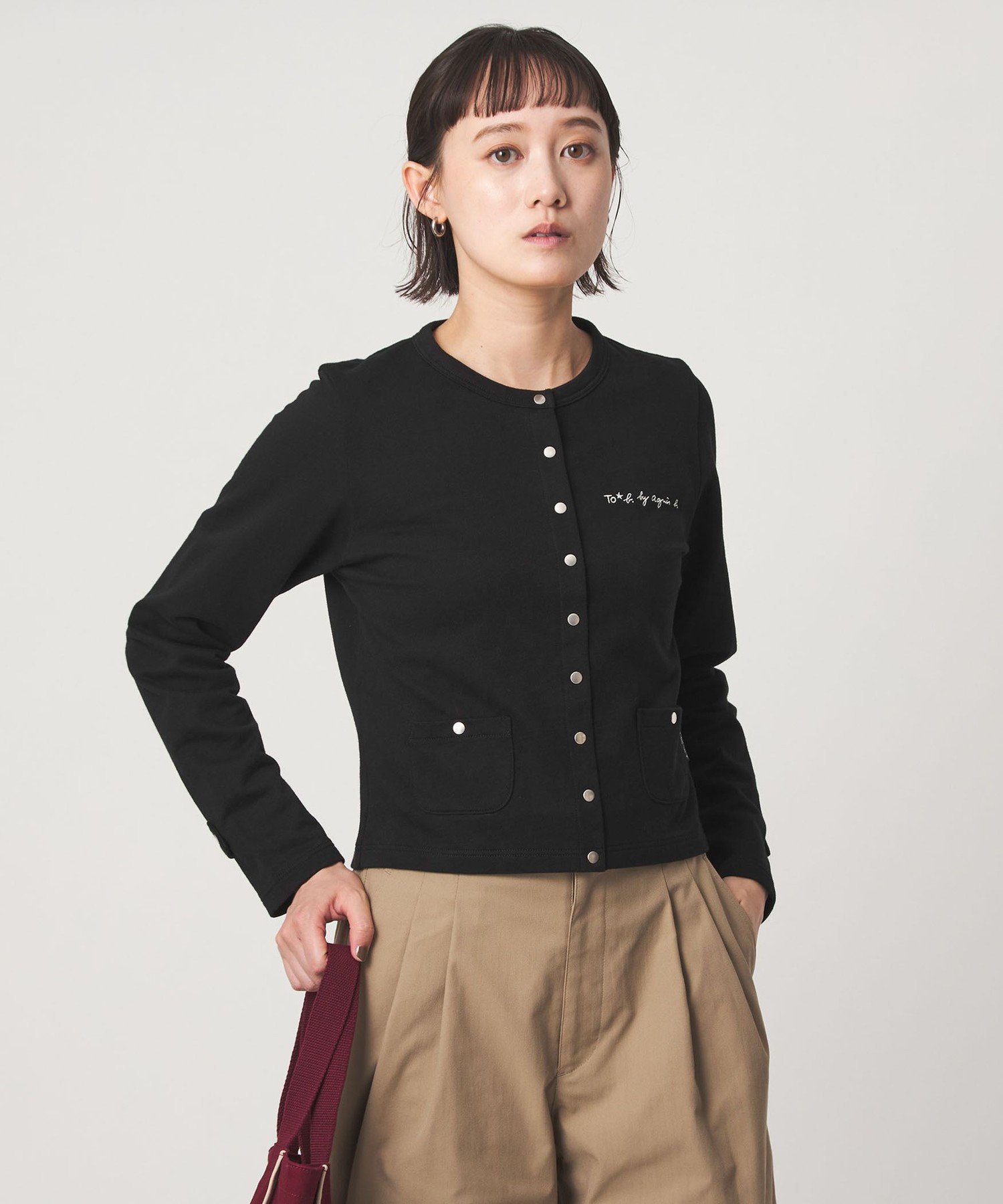 UNITED ARROWS green label relaxing ＜To b. by agnes b.コラボ＞ドットボタン カーディガン ユナイテッドアローズ グリーンレーベルリラクシング トップス カーディガン レッド ブラウン ブラック【送料無料】
