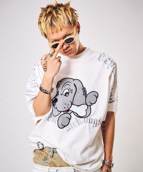 SELECT BRANDS GALFY/ガルフィー 病みに還りし SS Tee(MENS) ジャックローズ トップス カットソー・Tシャツ ホワイト ブラック
