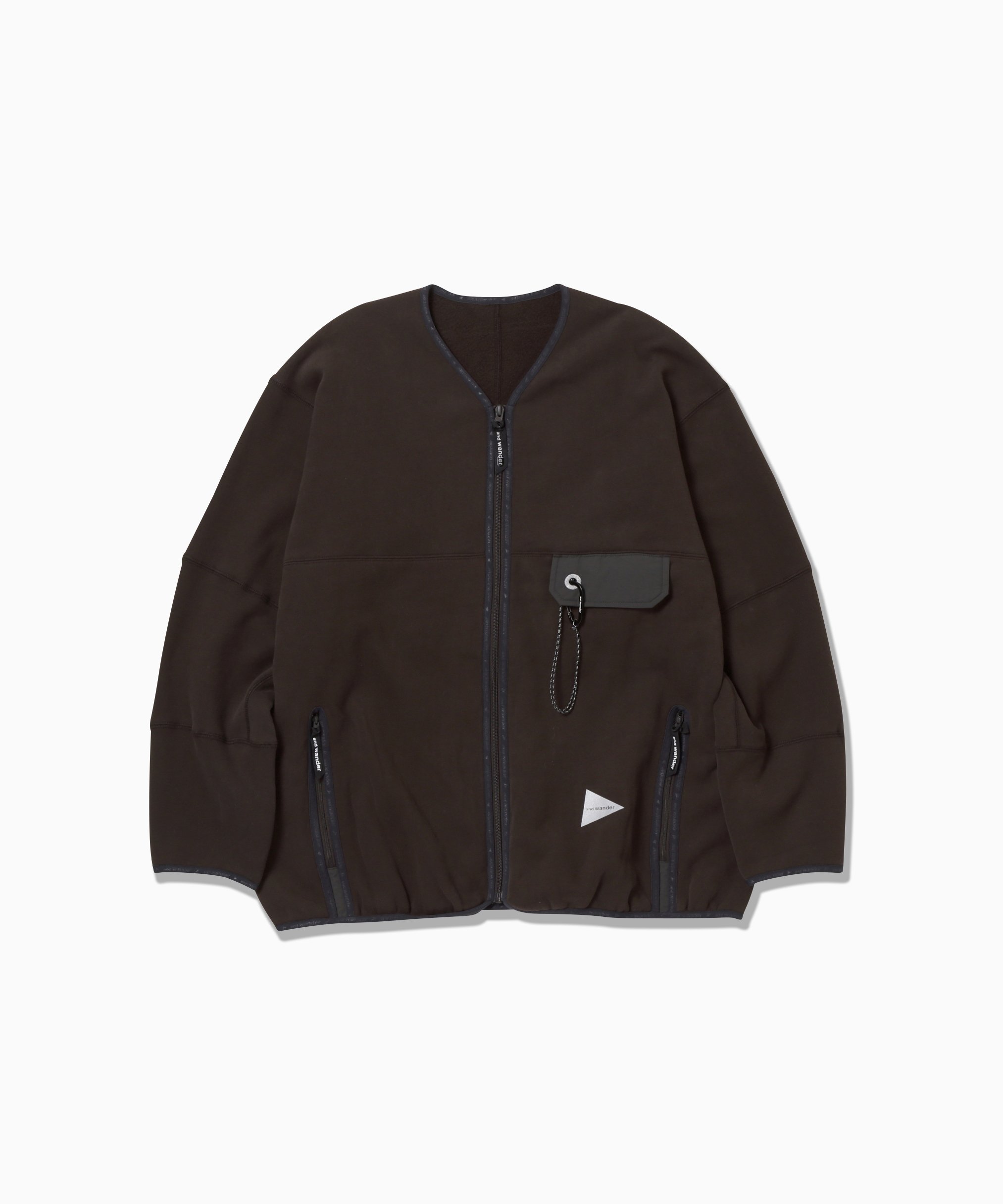 and wander sweat cardigan アンドワンダー トップス カットソー・Tシャツ ブラウン パープル グレー【送料無料】