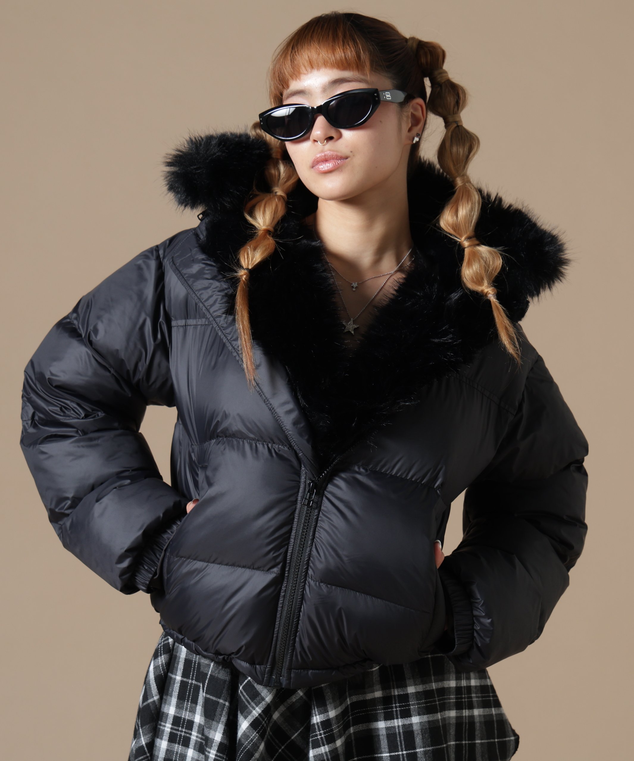 LHP DankeSchon/ダンケシェーン/WOMEN NYLON FUR HOOD BLOUSON エルエイチピー ジャケット・アウター ブルゾン・ジャンパー ホワイト ブラック ブラウン