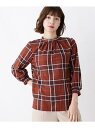【SALE/73%OFF】SHOO・LA・RUE チェックスタンドカラーブラウス シューラルー シャツ/ブラウス シャツ/ブラウスその他 ブラウン レッド ネイビー