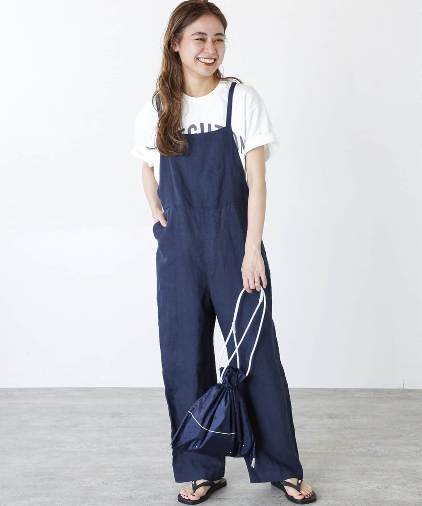 【SALE／30%OFF】JOURNAL STANDARD relume Yarn-Dyeリネンサロペット ジャーナル スタンダード レリューム オールインワン・オーバーオール オーバーオール・サロペット ネイビー ベージュ【送料無料】のサムネイル