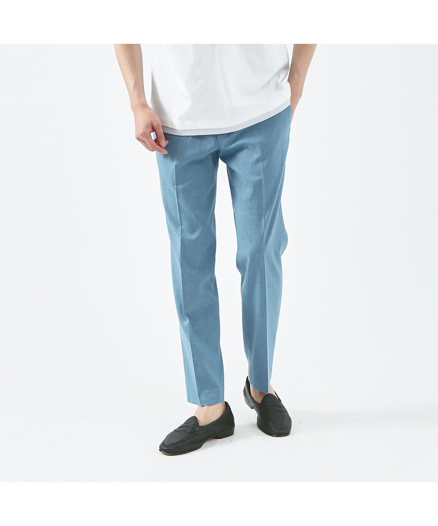 ABAHOUSE LASTWORD 【ブルー&イエロー】ソロストレッチ リネン テーパード パンツ / スラックス アバハウス パンツ その他のパンツ グレー ブルー ベージュ ブラウン ネイビー イエロー【送料無料】