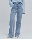 BEIGE, 【洗える・FUDGE 8月号掲載】VICTOR / ワイドデニムパンツ ベイジ, パンツ ジーンズ・デニムパンツ ネイビー ブルー ホワイト【送料...