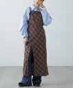【SALE/70%OFF】FREE'S MART ボタンスリットチェックキャミワンピース フリーズ マート ワンピース・ドレス ワンピース ブラウン ネイビー