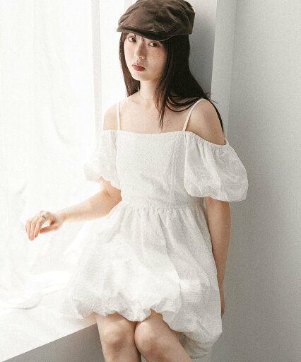 Heather オフショルバルーンミニワンピース ヘザー ワンピース・ドレス チュニック ホワイト ブラック【送料無料】 Heather オフショルバルーンミニワンピース ヘザー ワンピース・ドレス チュニック ホワイト ブラック【送料無料】