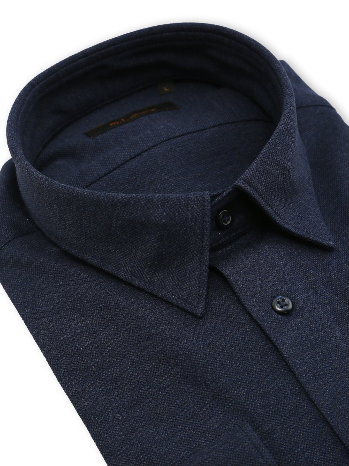 【SALE／10%OFF】m.f.editorial 綿100 ストレッチ NEWスタンダードフィット ショートワイドカラー長袖ニットシャツ タカキュー スーツ・フォーマル Yシャツ・カッターシャツ ネイビー【送料無料】