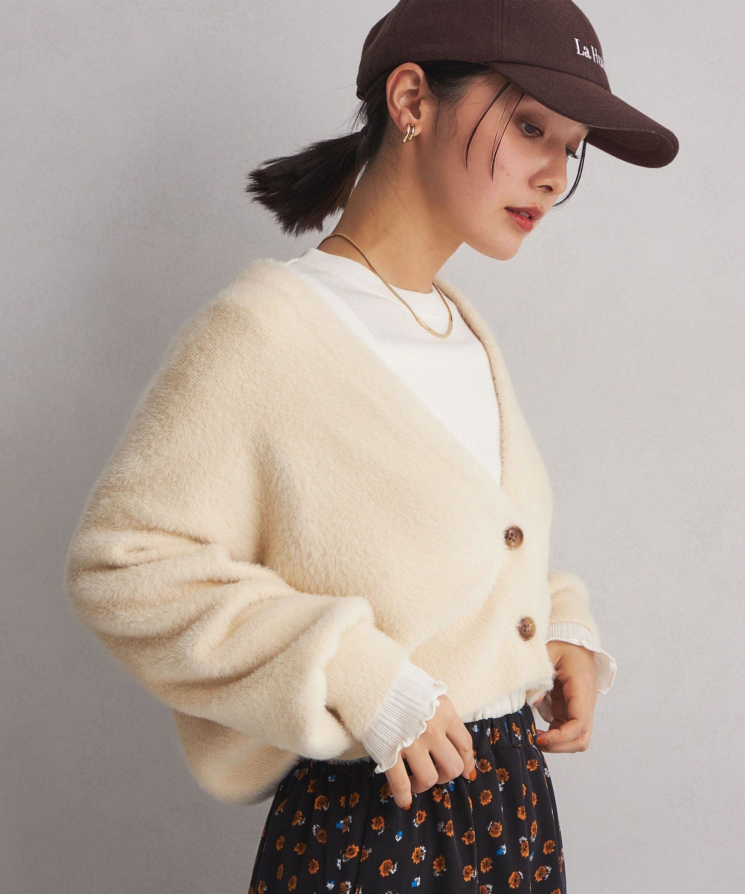 【SALE／50%OFF】UNITED ARROWS green label relaxing ＜at ease＞フェザーニット カーディガン ユナイテッドアローズ アウトレット トップス カーディガン ホワイト グレーのサムネイル