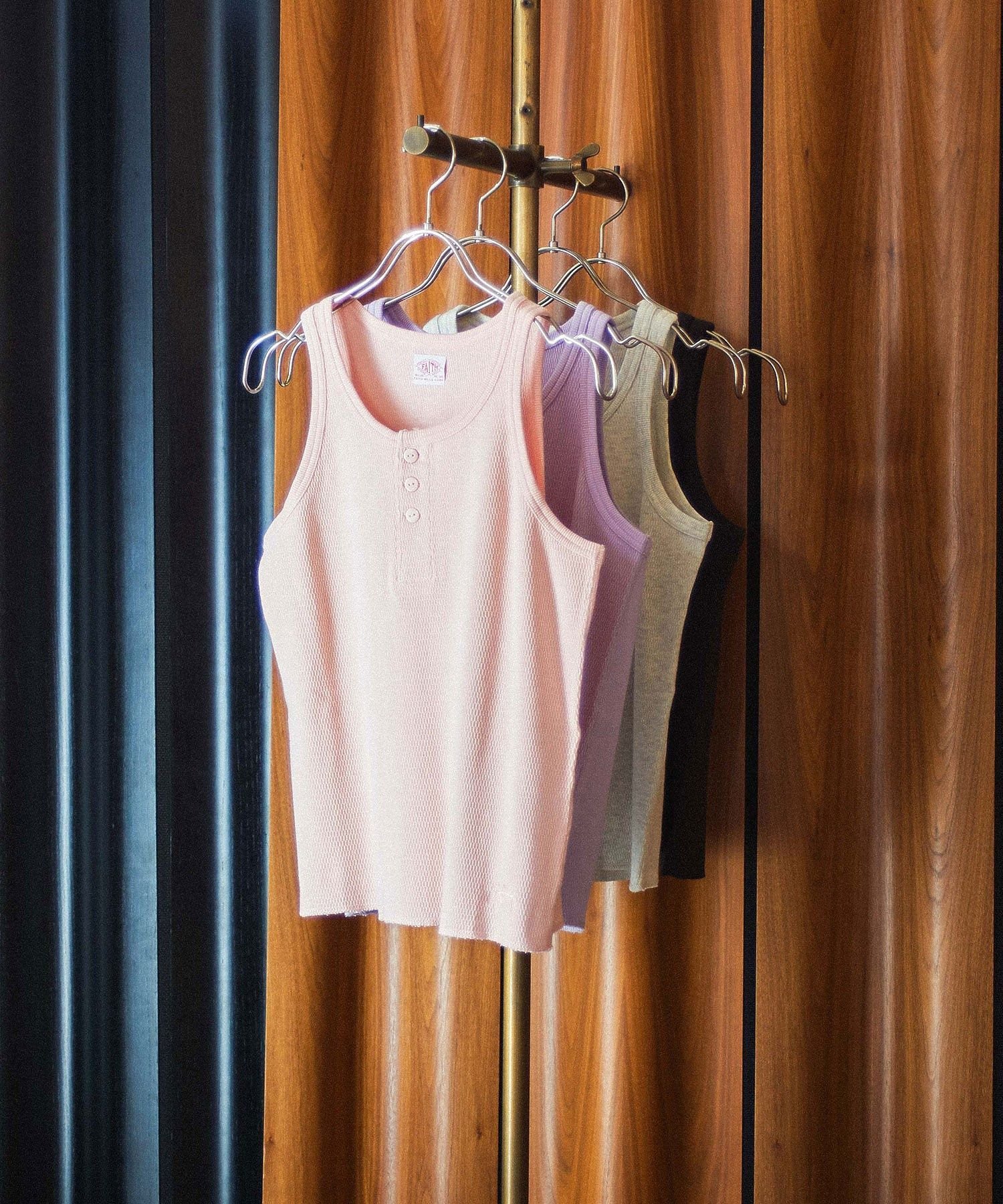 ROSE BUD FAITH MILLS THERMAL TANK ローズバッド トップス ノースリーブ・タンクトップ パープル ピンク グレー