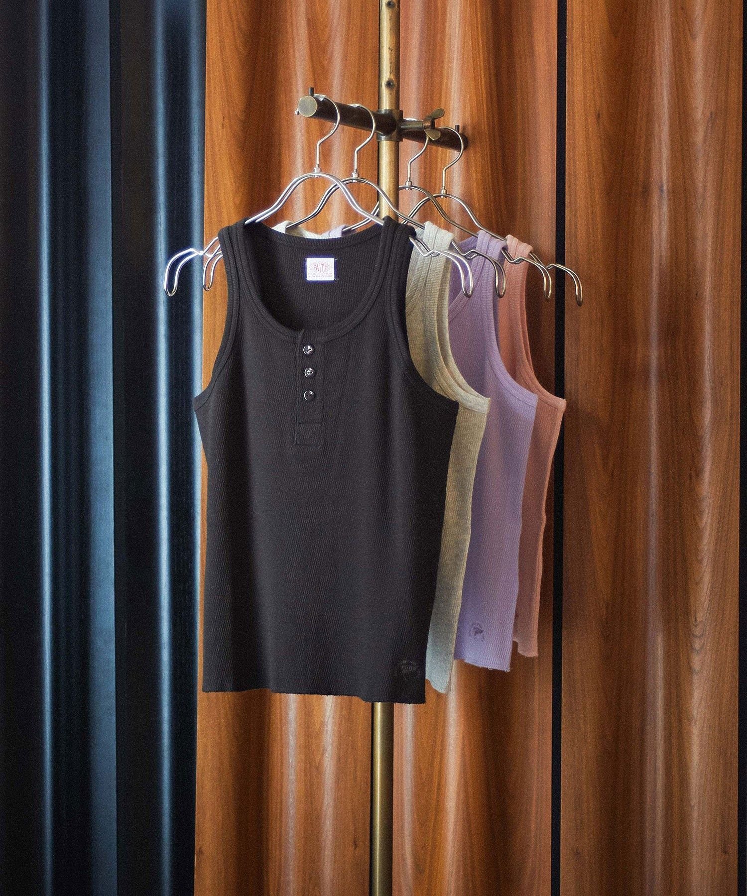 ROSE BUD FAITH MILLS THERMAL TANK ローズバッド トップス ノースリーブ・タンクトップ パープル ピンク グレー