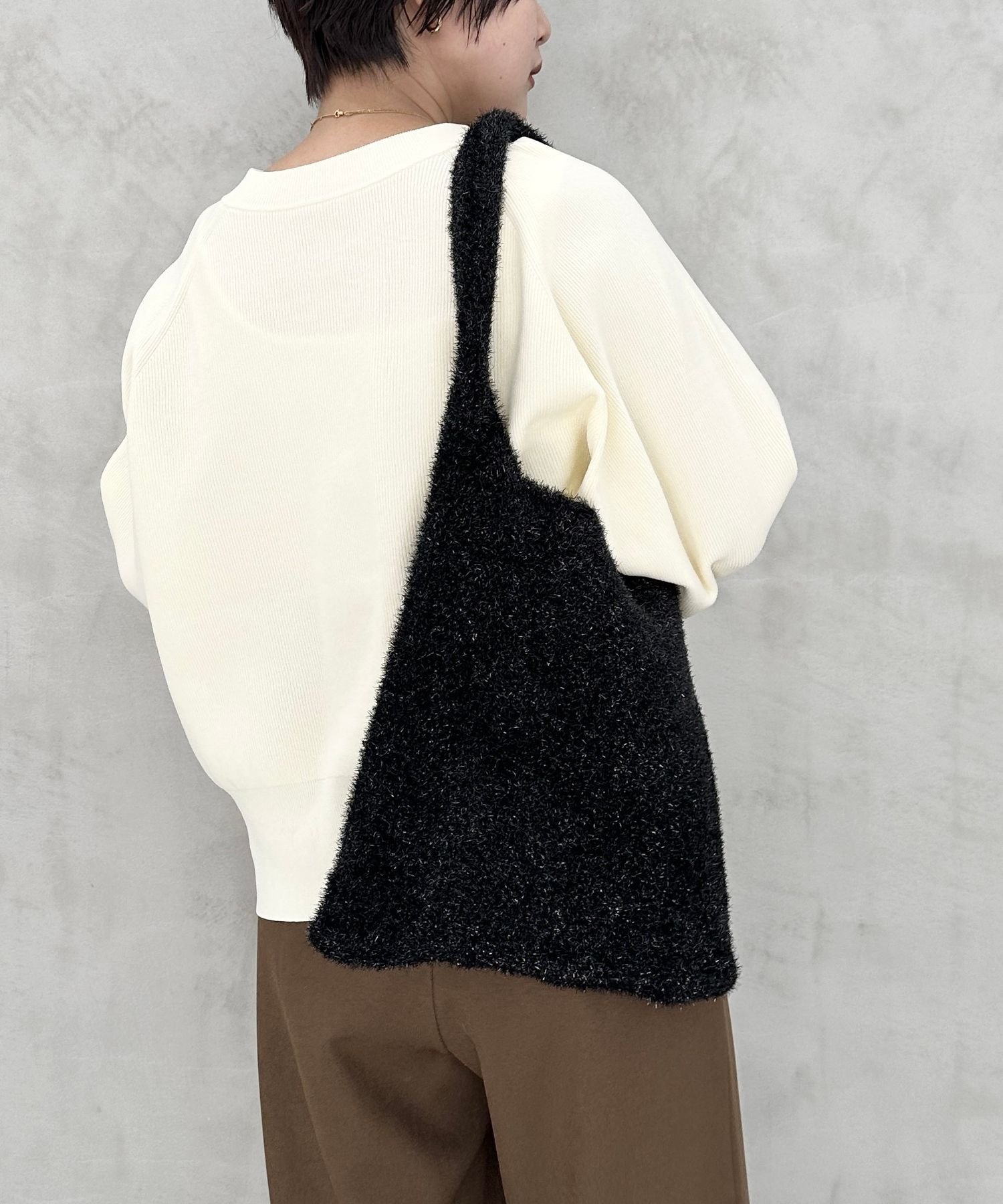 LEPSIM (W)ラメニットワンショルダーBAG レプシィム バッグ トートバッグ ブラック ゴールド シルバー【送料無料】のサムネイル