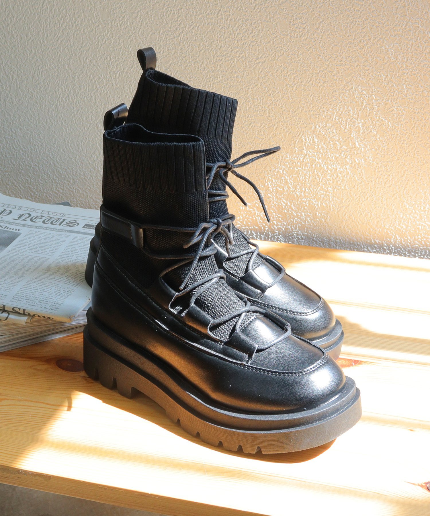 【SALE/35%OFF】LOVEHUNTER 5cmソール 韓国ファッション ワンピース レースアップブーツ ☆1630 サンエーフットウェアー シューズ・靴...