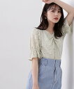 PROPORTION BODY DRESSING レースパフブラウス プロポーションボディドレッシング トップス シャツ ブラウス グリーン ホワイト ネイビー【送料無料】