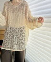 【SALE/40%OFF】miniministore 透かし編み ゆるニットプルオーバー韓国風 ミニミニストア トップス シャツ・ブラウス ベージュ ブラック ...