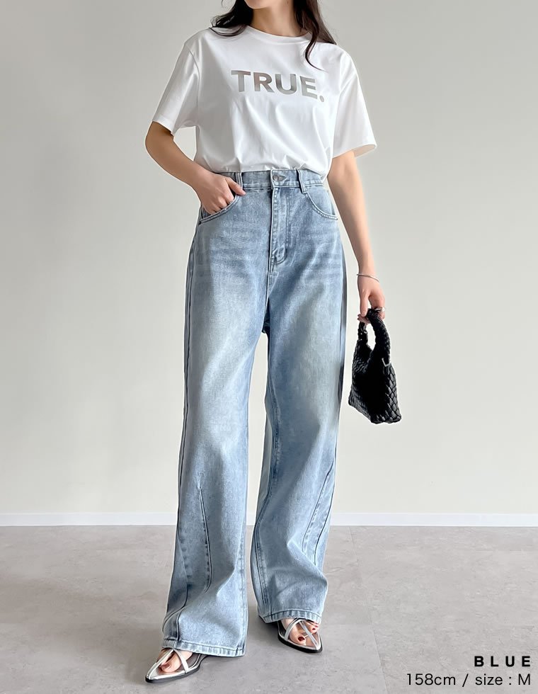 【SALE／40%OFF】Re:EDIT ハイウエストバックゴムカーブデニム リエディ パンツ ジーンズ・デニムパンツ ブルー stylife-15051990 Rakuten Fashion サンプル画像2