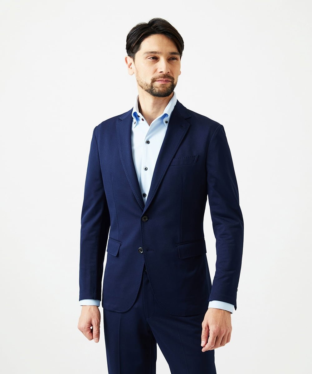 MICHEL KLEIN HOMME 【セットアップ】メッシュテーラードジャケット ミッシェルクランオム ジャケット・アウター テーラードジャケット・ブレザー ブラック ベージュ ネイビー【送料無料】
