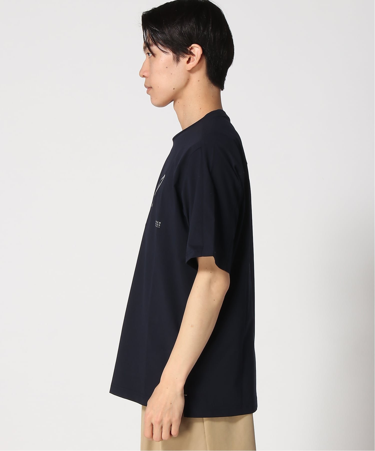 (M)エアドッツ ステッチレスポケット Tシャツ クロコダイル トップス カットソー・Tシャツ ネイビー ピンク