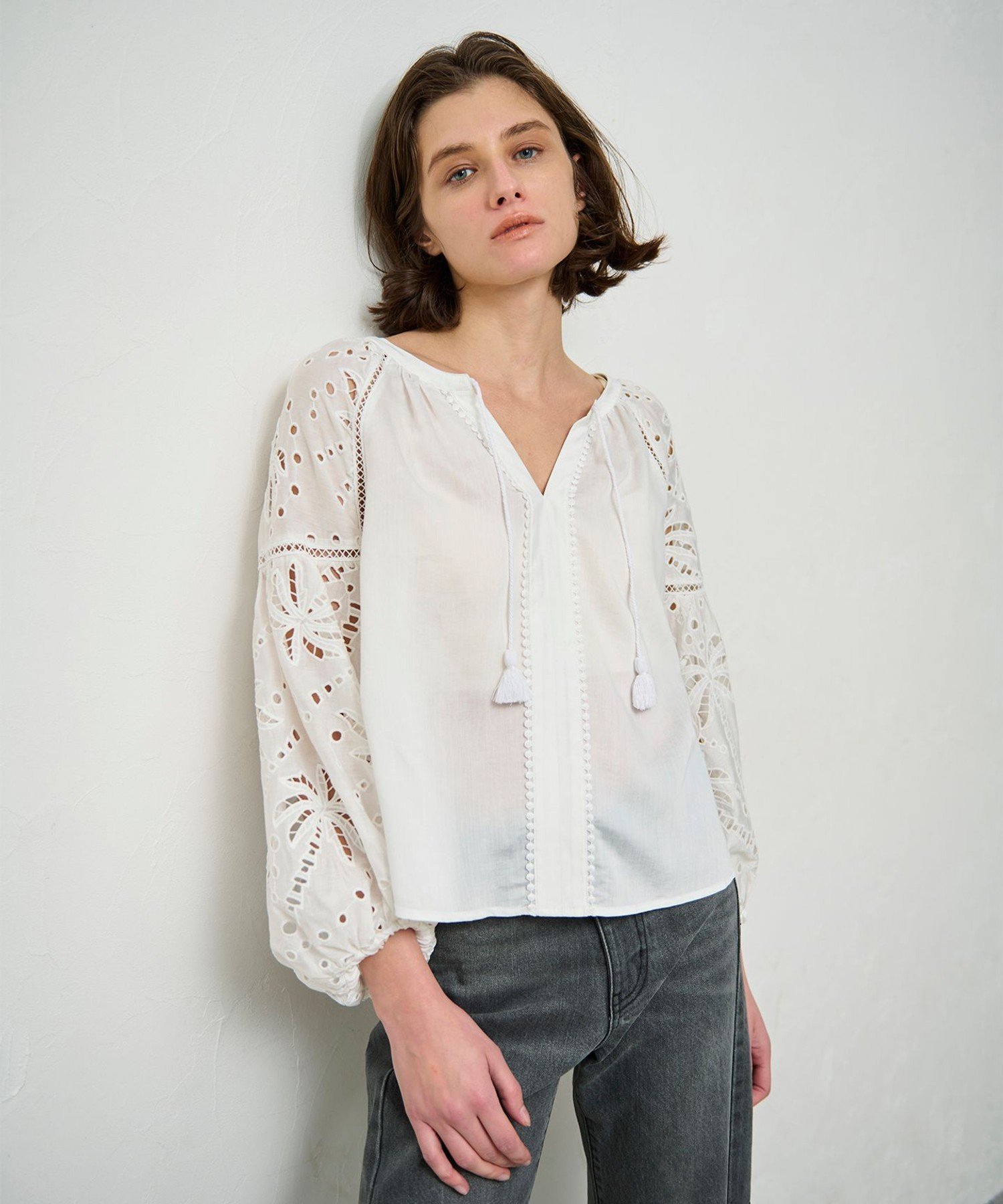 GRACE CONTINENTAL ヤシ柄カットワークトップ グレースコンチネンタル トップス カットソー・Tシャツ ブラック グリーン ホワイト【送料無料】のサムネイル