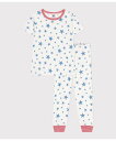 PETIT BATEAU 半袖長ズボンパジャマ プチバトー インナー・ルームウェア パジャマ ホワイト【送料無料】