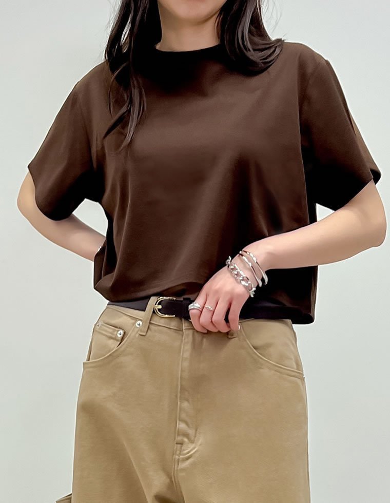 Re:EDIT セミクロップド半袖Tシャツ リエディ トップス カットソー・Tシャツ ブラウン レッド グレー イエロー【送料無料】 stylife-15087875 Rakuten Fashion サンプル画像2