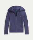 POLO RALPH LAUREN (ガールズ 2才~6才)ミニケーブル コットン フルジップ フーディ ラルフローレン トップス パーカー・フーディー ブルー...