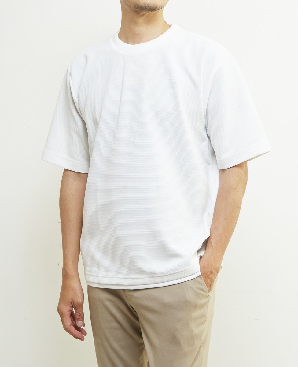 MEN'S MELROSE 【MASTER FRAME/マスターフレーム】リップルフェイクレイヤードクルーネックTシャツ メンズメルローズ トップス カットソー・Tシャツ ホワイト グリーン ネイビー グレー