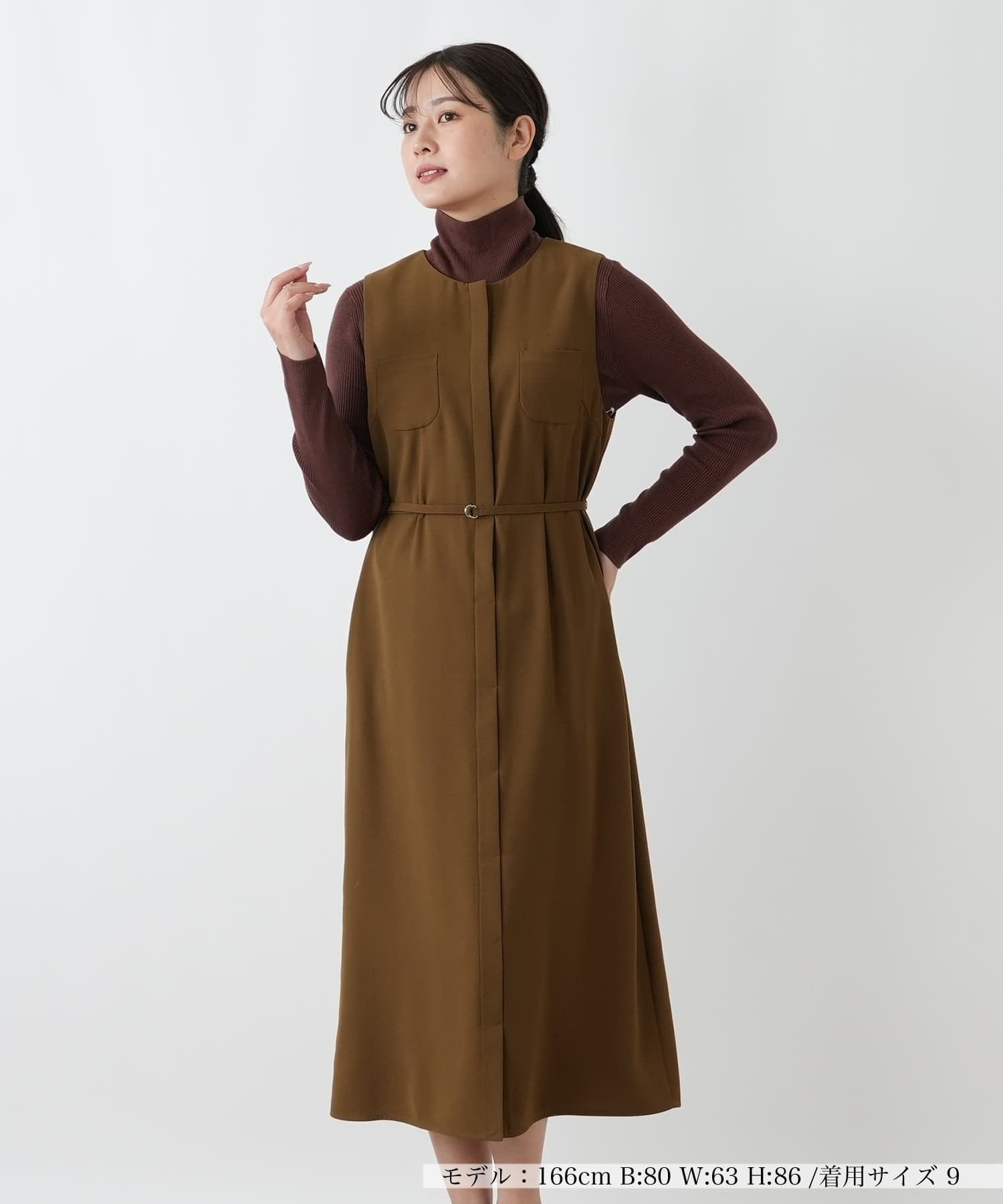 【SALE／51%OFF】Leilian ノースリーブワンピース レリアン スカート その他のスカート ブラウン ブラック【送料無料】