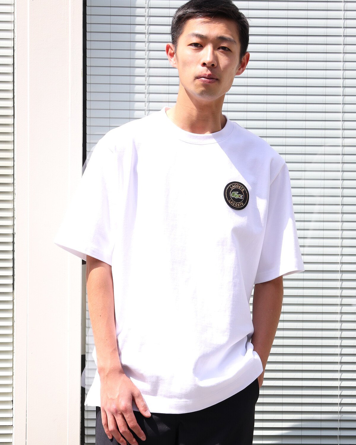 BEAMS MEN LACOSTE * BEAMS / 別注 Short Sleeve T-Shirt ビームス メン カットソー Tシャツ ブラック ブルー【送料無料】