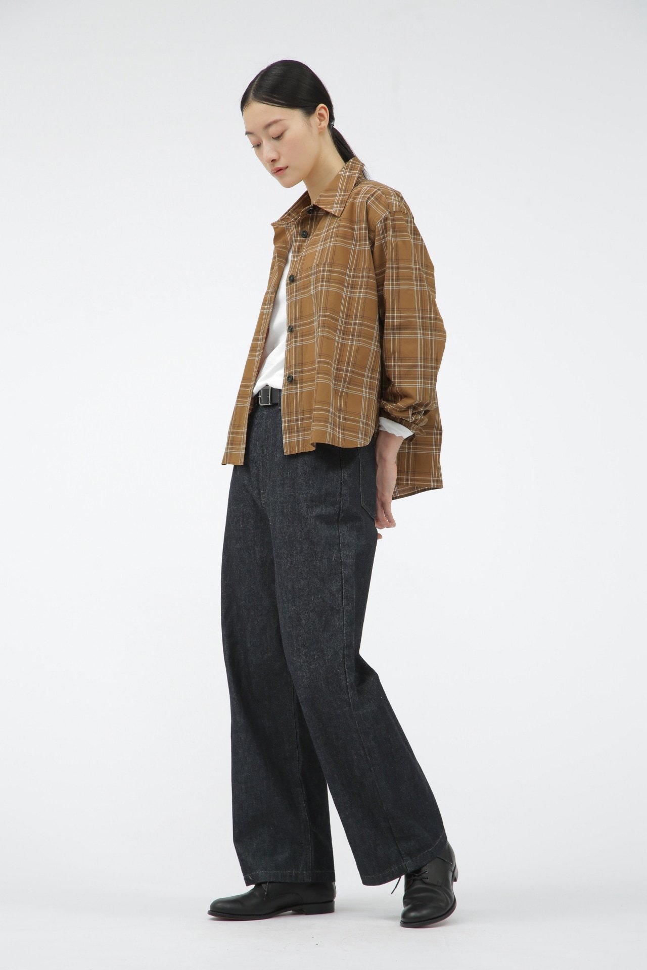 MARGARET HOWELL YARN DYE COTTON CHECK マーガレット・ハウエル トップス シャツ・ブラウス ブラウン