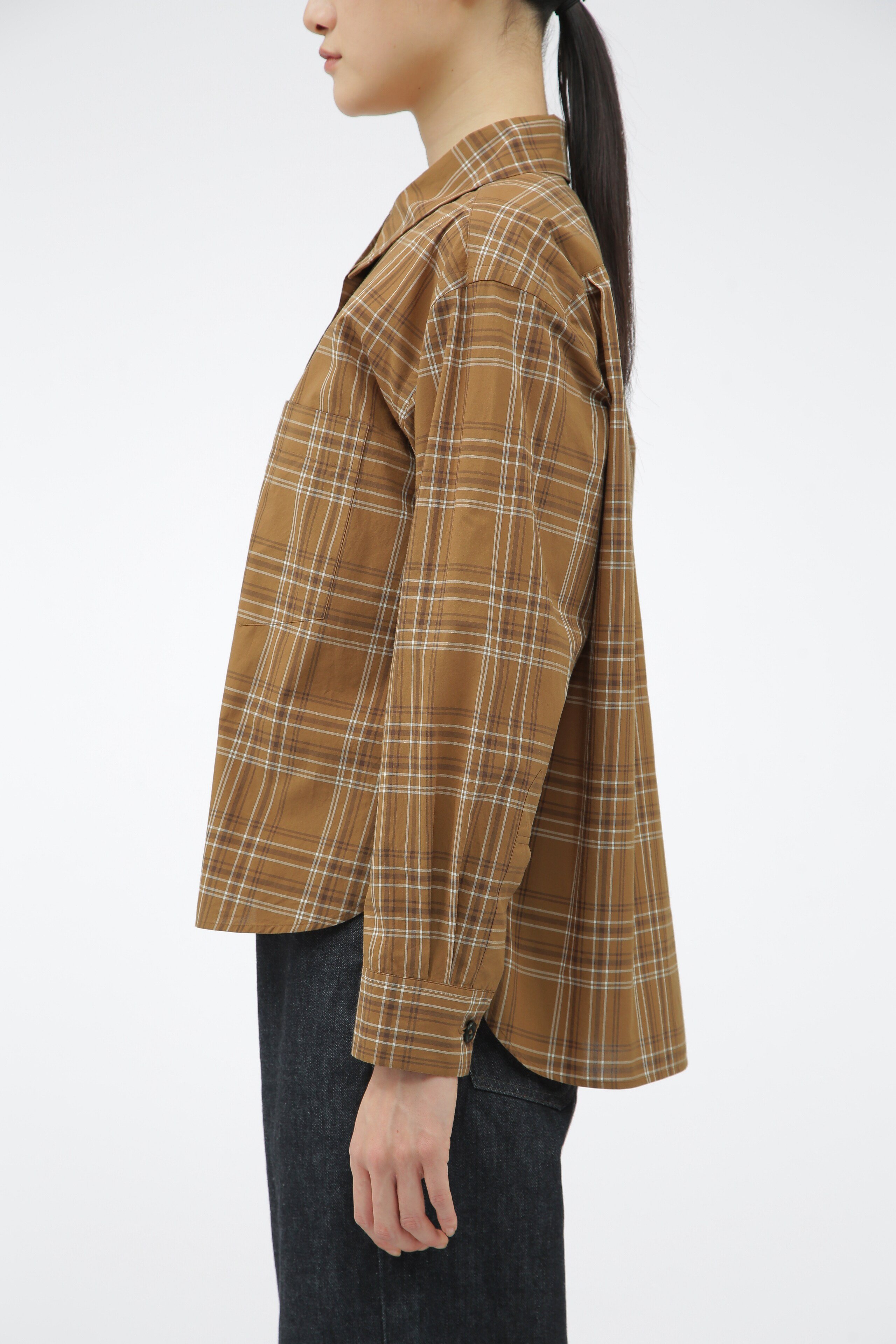 MARGARET HOWELL YARN DYE COTTON CHECK マーガレット・ハウエル トップス シャツ・ブラウス ブラウン