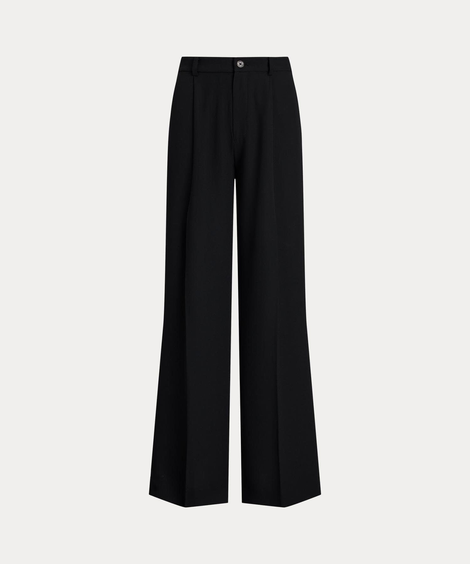 ダブルフェイスド ジョーゼット ワイドレッグ パンツ ラルフローレン パンツ スラックス・ドレスパンツ ブラック