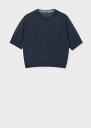 PS Paul Smith ウィメンズ シアーボーダー 半袖ニット ポール・スミス トップス ニット ネイビー イエロー【送料無料】