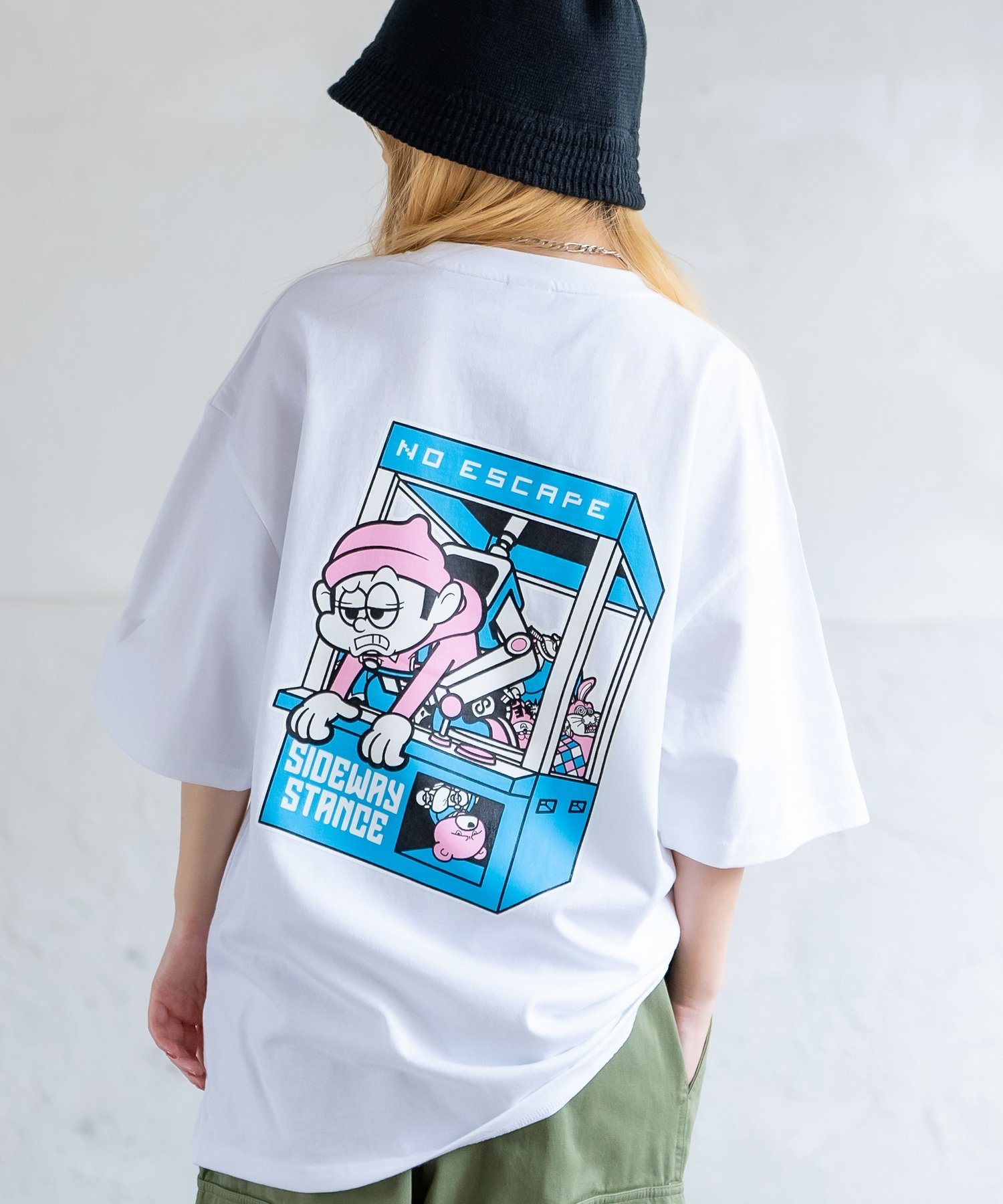 【SALE／50%OFF】SIDEWAY STANCE SIDEWAY STANCE サイドウェイスタンス クレーンゲームプリント 半袖Tシャツ インプローブス トップス カットソー・Tシャツ ブラック ホワイト