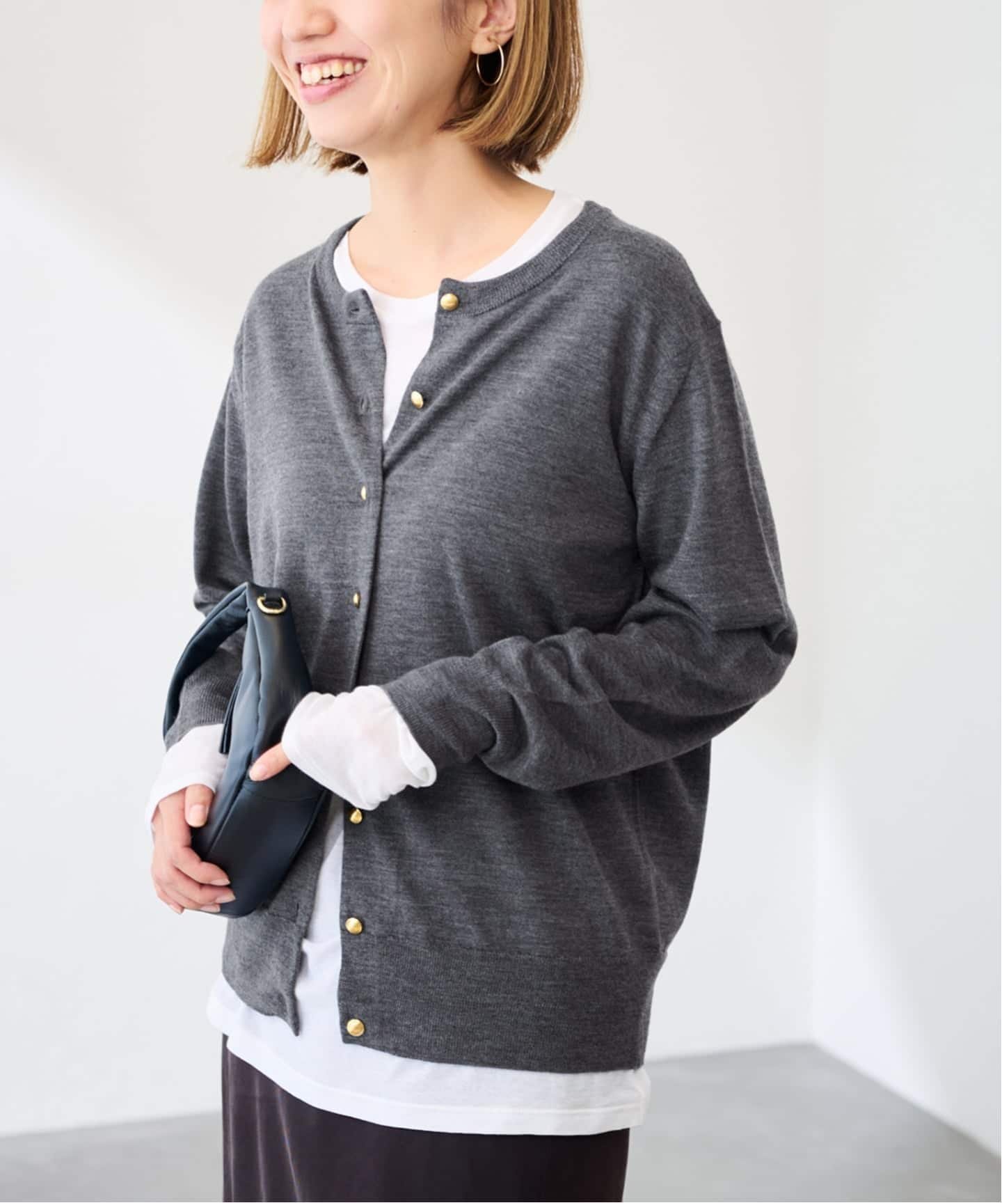 FRAMeWORK ≪追加≫イタリアヤーン basic クルーカーディガン 2 フレームワーク トップス カーディガン ..